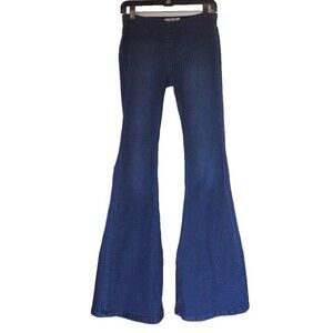 We The Free Penny Pull On Dark Wash Flare Jeans Sz 27 Long Bell Bottoms Mid Rise